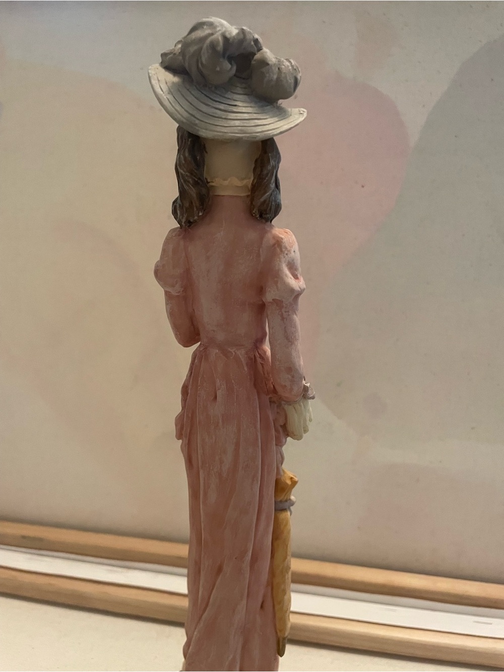 Victorian Anthropomorphic Dog Lady Figurine Pink Dress Parasol Fan 12.75 Inch - Picture 5 of 7